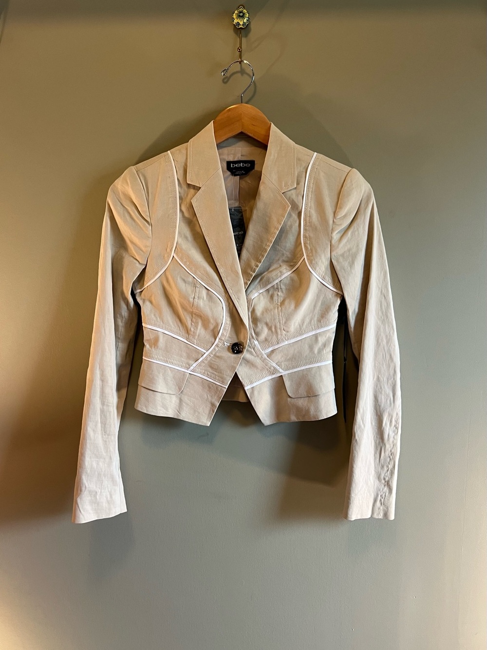 Vintage bebe “Leigh Linen‎ Jacket”| Y2K Tailored Blazer | Minimalist Luxe